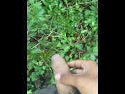 Preview 4 of pissing and then jerking off in the woods