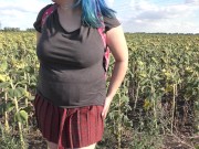 Preview 1 of Pregnant teen school girl fast outdoor peeing