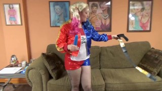 ChickPass - Slutty mom Selena Sky plays while dressed as Harley Quinn