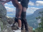 Preview 3 of Wild Outside Public Nature Fuck - Creampie Pussy Close Up While Hiking In Mountains