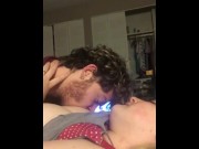 Preview 3 of Horny boyfriend sucks on his girlfriend tits makes her go crazy