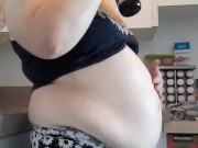 Preview 3 of Quick beer drinking rubbing my soft bbw belly