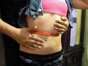Preview 5 of squeezing paula's belly, her navel penetrated him and her tied stomach excites her pain