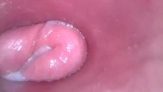 Amazing close up of slimy wet puffy pussy and big swollen clit after orgasm