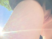 Preview 3 of She is caught without panties in a short skirt in the Park. Up skirt close up