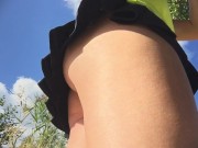 Preview 4 of She is caught without panties in a short skirt in the Park. Up skirt close up