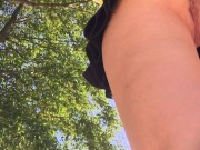 Preview 5 of She is caught without panties in a short skirt in the Park. Up skirt close up