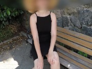 Preview 5 of Walkin in park flashing pussy and ass - she shows pussy and pisses in a dress on the street