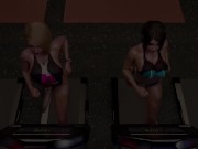 Preview 1 of Fitness futa babes having sex in a gym