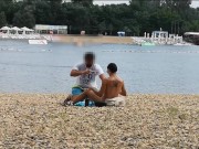 Preview 5 of Milf Lilly naked on public beach got oil massage from stranger