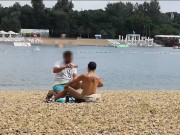 Preview 6 of Milf Lilly naked on public beach got oil massage from stranger