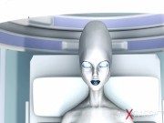 Preview 1 of Sexy sci-fi female android plays with an alien in the surgery room in the space station