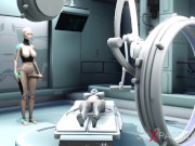 Preview 2 of Sexy sci-fi female android plays with an alien in the surgery room in the space station