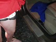 Preview 5 of Pissing my PJ shorts and tight panties in the car seat!!