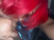 Preview 1 of Sloppy head from BBW redbone after car ride