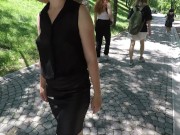 Preview 3 of I walk at park without bra, jerk off guy in car, turn him on, but let him cum on me only in evening!