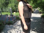 Preview 6 of I walk at park without bra, jerk off guy in car, turn him on, but let him cum on me only in evening!