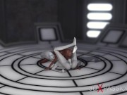 Preview 4 of Sexy sci-fi female alien plays with a black girl in the space station