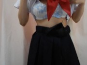 Preview 1 of Sailor suit JK to pee while wearing black tights