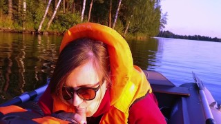 BOATING WITH BLOWJOB AND CUM MOUTH