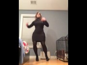 Preview 5 of Michaela's tight dress (female mask, big booty, legs, heels, pantyhose, trans, crossdress)
