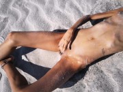 Preview 6 of Stranger finds a perfect tanned skinny brunette on a nudist beach and gives her a hot piss