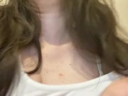Preview 3 of Cute Small Petite Hot Barely 18 Year Old Amateur Plays with Her Natural Titties