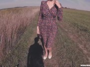 Preview 1 of ♥ MarVal - We Were Walking In A Rural Field And My Husband Fucked Me On The Path  Lactating MILF ♥