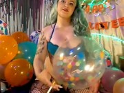 Preview 1 of Looner Balloon Play! 50+Balloons, Helium Voice Dirty Talking JOI B2P, hump&sucked, Helium inhalation