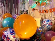 Preview 2 of Looner Balloon Play! 50+Balloons, Helium Voice Dirty Talking JOI B2P, hump&sucked, Helium inhalation