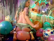 Preview 6 of Looner Balloon Play! 50+Balloons, Helium Voice Dirty Talking JOI B2P, hump&sucked, Helium inhalation