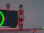 Preview 5 of Sexy female sci-fi android fucking a hot horny girl in the space station