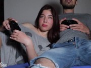 Preview 1 of My friend's girlfriend sucks my cock to win me in FIFA (ANAL)