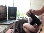 Preview 3 of The handy masturbator, milking my cock, solo male, loud orgasm, huge cumshot.