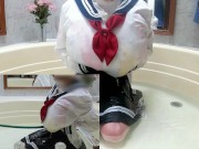 Preview 2 of WWM - School Girl Uniform Inflation to Pop