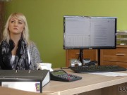 Preview 2 of LOAN4K. Nice lady gives a head and spreads legs in loan office