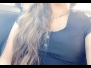 Preview 1 of Brunette college girl plays with herself in a lyft car