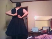 Preview 1 of Crossdresser stripping to jerk