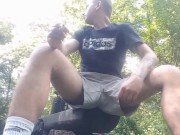 Preview 4 of SMOKING & PISSING in the park. Almost caught by cyclist