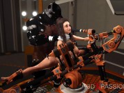 Preview 5 of Hot beautiful brunette in restraints gets fucked by a big monster fucking machine