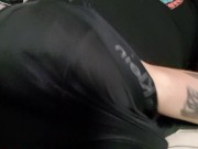 Preview 4 of BIG COCK INSIDE BLACK GLOSSY BOXERS CALVIN KLEIN FETISH