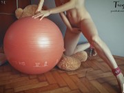 Preview 1 of Fitness ball is boring unless you have a big dildo in your pussy - Tacy Tight (FULL)