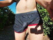 Preview 2 of Cumming in my sport shorts in public