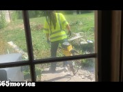 Preview 2 of Construction Worker Fucks House Wife Milf on Patio Job Site (too thirsty couldn’t say no)
