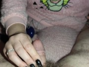 Preview 3 of Humiliating handjob from girlfriend with black long nails