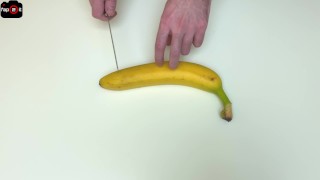 Mommy frotting banana with deep moans