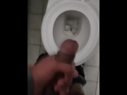 Preview 1 of He has a cheeky wank at work with his big dick with cum load -  nearly caught masturbating