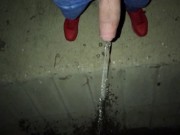 Preview 4 of Peeing with erection and cumshot under a bridge