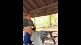 Stranger walks up on her and fucks her in the woods 
