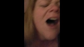 Doggystyle facing camera. Face fucking cum in mouth. Blonde girl dominated dirty talk.